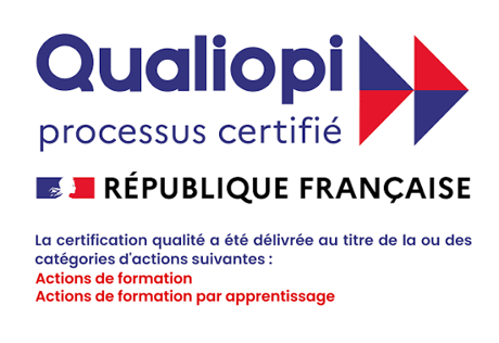 Qualiopi, processus certifié, République française. Catégories : actions de formation, actions de formation par apprentissage